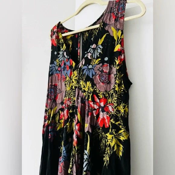 Free People Floral High-Low Skirt - Black and Multicolor - Picture 5 of 10